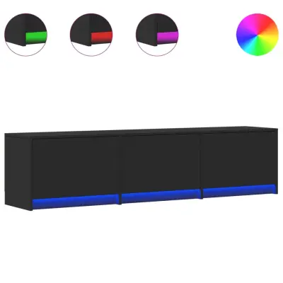 TV omarica - TV stojalo - Televizijska omarica z LED črna 165x34x40 cm inženirski les