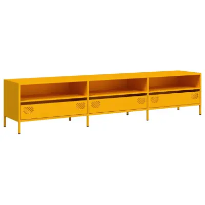 TV omarica - TV stojalo - Televizijska omarica gorčično rumena 202x39x43,5 cm hladno valjano jeklo