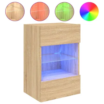 Stenska TV omarica - TV stojalo - Televizijska omarica z LED lučkami sonoma hrast 40x30x60,5 cm