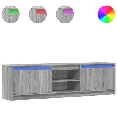 TV omarica - TV stojalo - Televizijska omarica z LED siva sonoma 180x34x50 cm inženirski les