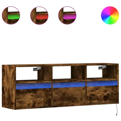 Stenska TV omarica - TV stojalo - Televizijska omarica z LED lučkami dimljeni hrast 130x31x45 cm