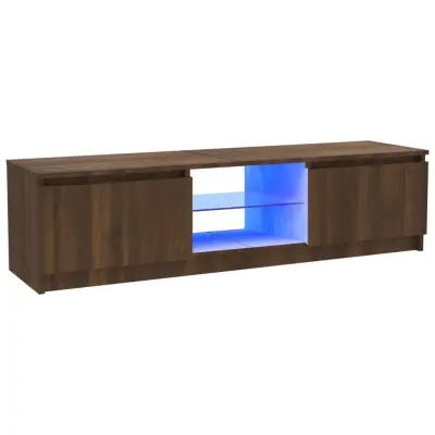 TV omarica - TV stojalo - Televizijska omarica z LED lučkami rjavi hrast 120x30x35,5 cm