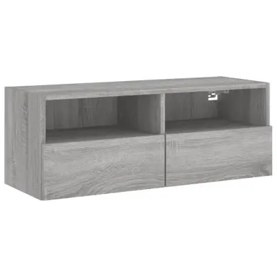 Stenska TV omarica - TV stojalo - Televizijska omarica siva sonoma 80x30x30 cm inženirski les
