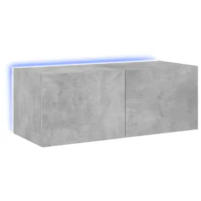Stenska TV omarica - TV stojalo - Televizijska omarica z LED lučkami betonsko siva 80x35x31 cm