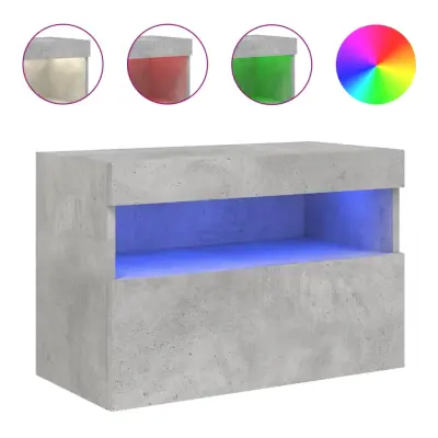 Stenska TV omarica - TV stojalo - Televizijska omarica z LED lučkami betonsko siva 60x30x40 cm