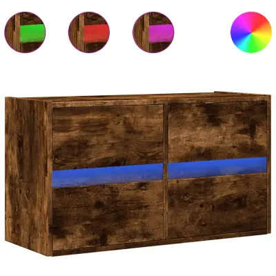 Stenska TV omarica - TV stojalo - Televizijska omarica z LED lučkami dimljeni hrast 80x31x45 cm