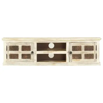 TV omarica - TV stojalo - Televizijska omarica bela 130x30x36 cm trden mangov les