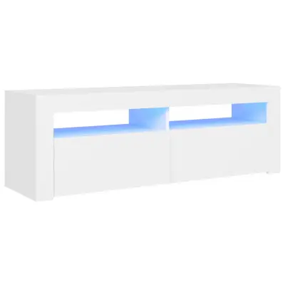 TV omarica - TV stojalo - Televizijska omarica z LED lučkami bela 120x35x40 cm