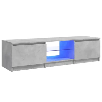 TV omarica - TV stojalo - Televizijska omarica z LED lučkami betonsko siva 140x40x35,5 cm