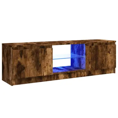 TV omarica - TV stojalo - Televizijska omarica z LED lučkami dimljen hrast 120x30x35,5 cm