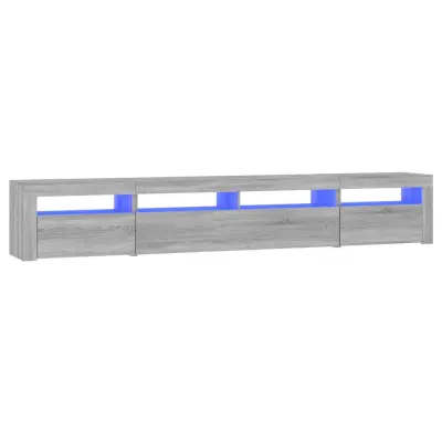 TV omarica - TV stojalo - Televizijska omarica z LED lučkami siva sonoma 240x35x40 cm
