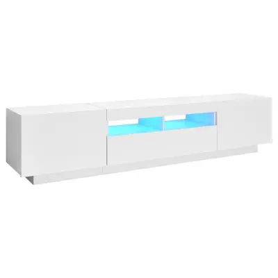 TV omarica - TV stojalo - Televizijska omarica z LED lučkami bela 180x35x40 cm