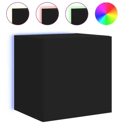 Stenska TV omarica - TV stojalo - Televizijska omarica z LED lučkami črna 40,5x35x40 cm