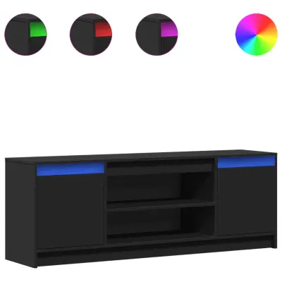 TV omarica - TV stojalo - Televizijska omarica z LED črna 139,5x34x50 cm inženirski les