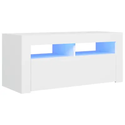 TV omarica - TV stojalo - Televizijska omarica z LED lučkami bela 90x35x40 cm