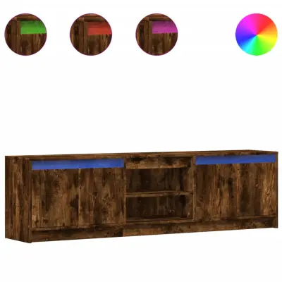TV omarica - TV stojalo - Televizijska omarica LED dimljeni hrast 180x34x50 cm inženirski les