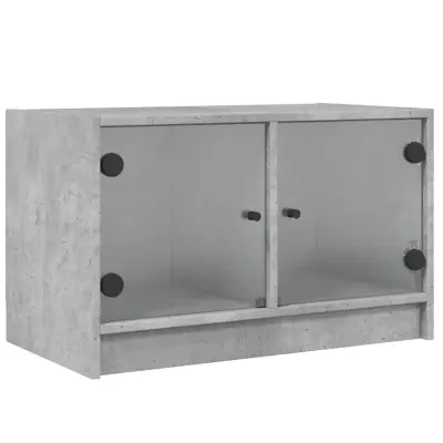 TV omarica - TV stojalo - Televizijska omarica s steklenimi vrati betonsko siva 68x37x42 cm