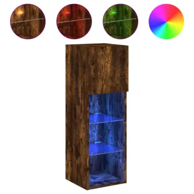 TV omarica - TV stojalo - Televizijska omarica z LED lučkami dimljeni hrast 30,5x30x90 cm