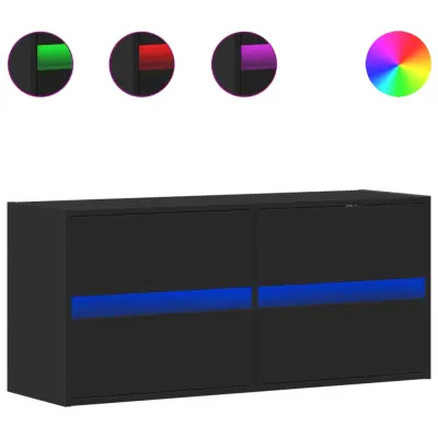 Stenska TV omarica - TV stojalo - Televizijska omarica z LED lučkami črna 100x31x45 cm