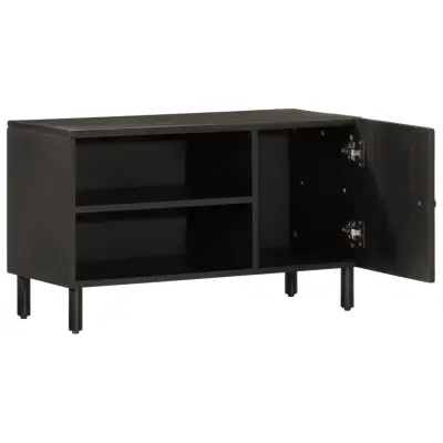 TV omarica - TV enota - Televizijska omarica črna 80x31x46 cm trden mangov les