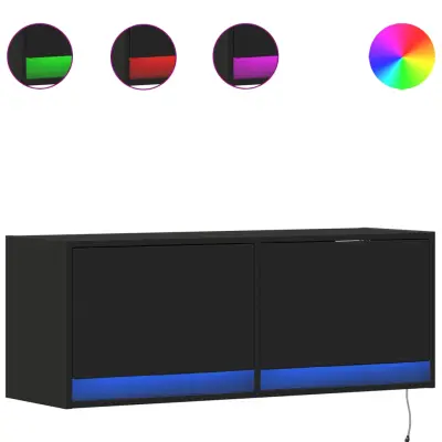 Stenska TV omarica - TV stojalo - Televizijska omarica z LED lučkami črna 100x31x38 cm