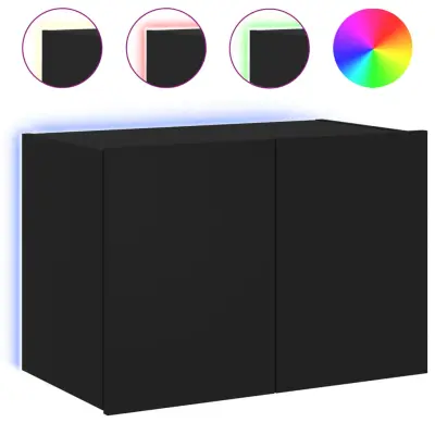 Stenska TV omarica - TV stojalo - Televizijska omarica z LED lučkami črna 60x35x41 cm