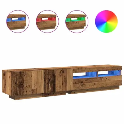 TV omarica - TV stojalo - Televizijska omarica z LED starinski les 200x35x40 cm inženirski les