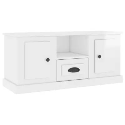 TV omarica - TV stojalo - Televizijska omarica visok sijaj bela 100x35,5x45 cm inženirski les