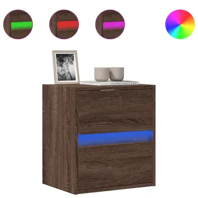 Stenska TV omarica - TV stojalo - Televizijska omarica z LED lučkami rjavi hrast 41x31x45 cm