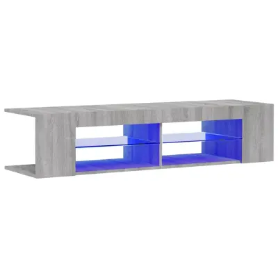 TV omarica - TV stojalo - Televizijska omarica z LED lučkami siva sonoma 135x39x30 cm