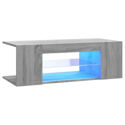TV omarica - TV stojalo - Televizijska omarica z LED lučkami siva sonoma 90x39x30 cm