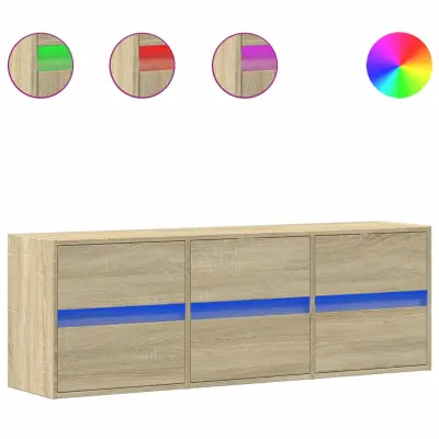 Stenska TV omarica - TV stojalo - Televizijska omarica z LED lučkami sonoma hrast 130x31x45 cm