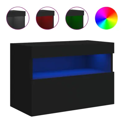 Stenska TV omarica - TV stojalo - Televizijska omarica z LED lučkami črna 60x30x40 cm