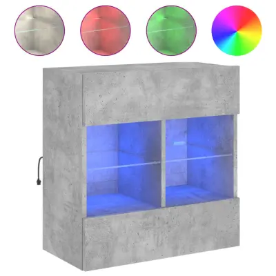 Stenska TV omarica - TV stojalo - Televizijska omarica z LED lučkami betonsko siva 58,5x30x60,5 cm