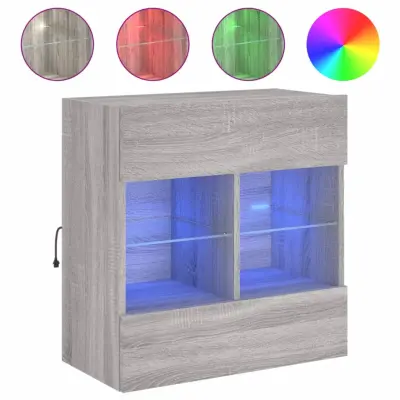Stenska TV omarica - TV stojalo - Televizijska omarica z LED lučkami siva sonoma 58,5x30x60,5 cm