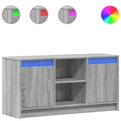 TV omarica - TV stojalo - Televizijska omarica z LED siva sonoma 100x34x50 cm inženirski les