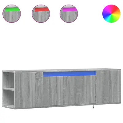 Stenska TV omarica - TV stojalo - Televizijska omarica z LED lučkami siva sonoma 135x31x39,5 cm