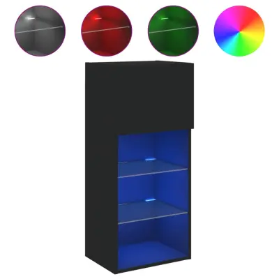 TV omarica - TV stojalo - Televizijska omarica z LED lučkami črna 40,5x30x90 cm