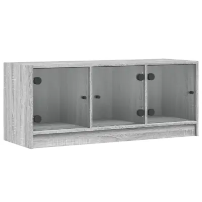 TV omarica - TV stojalo - Televizijska omarica s steklenimi vrati siva sonoma 102x37x42 cm