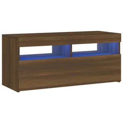 TV omarica - TV stojalo - Televizijska omarica z LED lučkami rjavi hrast 90x35x40 cm