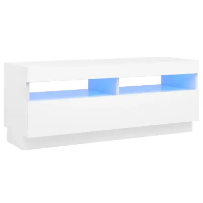 TV omarica - TV stojalo - Televizijska omarica z LED lučkami bela 100x35x40 cm