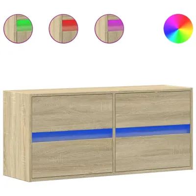 Stenska TV omarica - TV stojalo - Televizijska omarica z LED lučkami sonoma hrast 100x31x45 cm