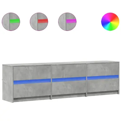 TV omarica - TV stojalo - Televizijska omarica z LED betonsko siva 180x34x50 cm inženirski les