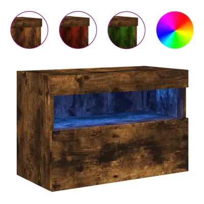 Stenska TV omarica - TV stojalo - Televizijska omarica z LED lučkami dimljeni hrast 60x30x40 cm