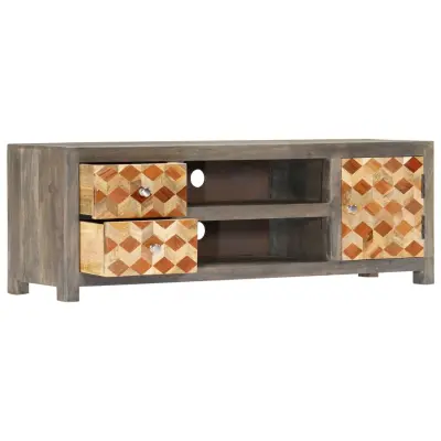 TV omarica - TV stojalo - Televizijska omarica siva 120x30x40 cm trden mangov les