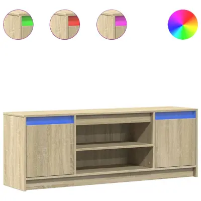 TV omarica - TV stojalo - Televizijska omarica z LED sonoma hrast 139,5x34x50 cm inženirski les