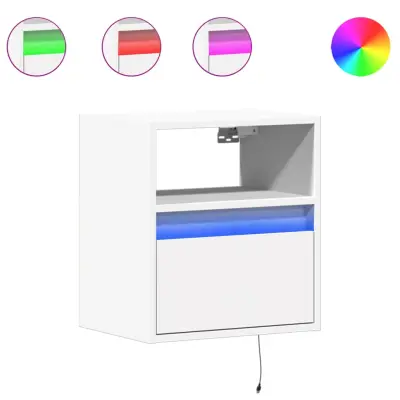 Stenska TV omarica - TV stojalo - Televizijska omarica z LED lučkami bela 41x31x45 cm