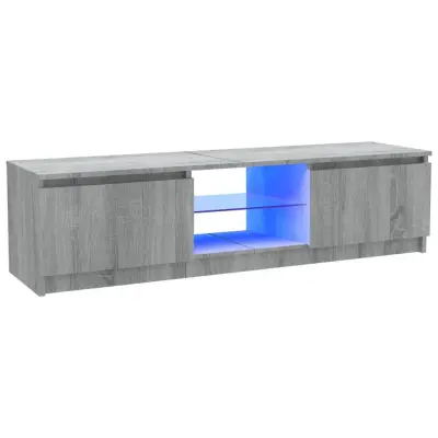 TV omarica - TV stojalo - Televizijska omarica z LED lučkami siva sonoma 120x30x35,5 cm