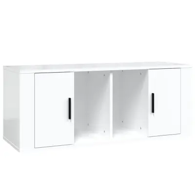 TV omarica - TV stojalo - Televizijska omarica visok sijaj bela 100x35x40 cm inženirski les