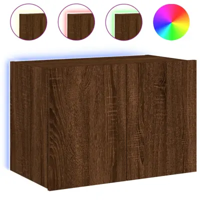 Stenska TV omarica - TV stojalo - Televizijska omarica z LED lučkami rjavi hrast 60x35x41 cm